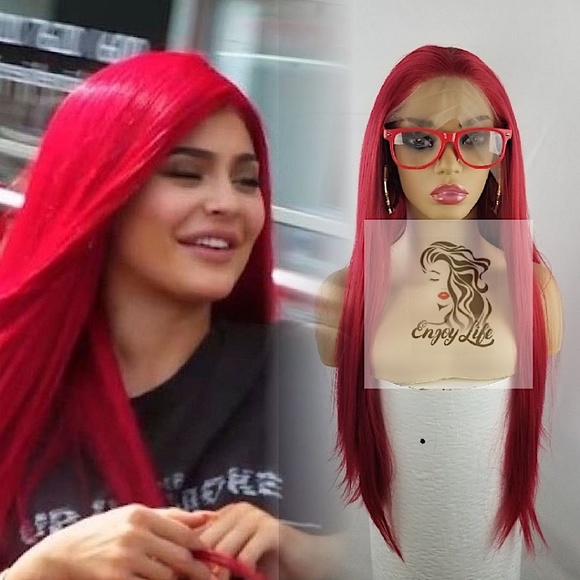 celebrity Red lace front wig with free parting